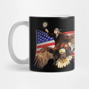 Ben Franklin Riding Eagle American Flag Mug